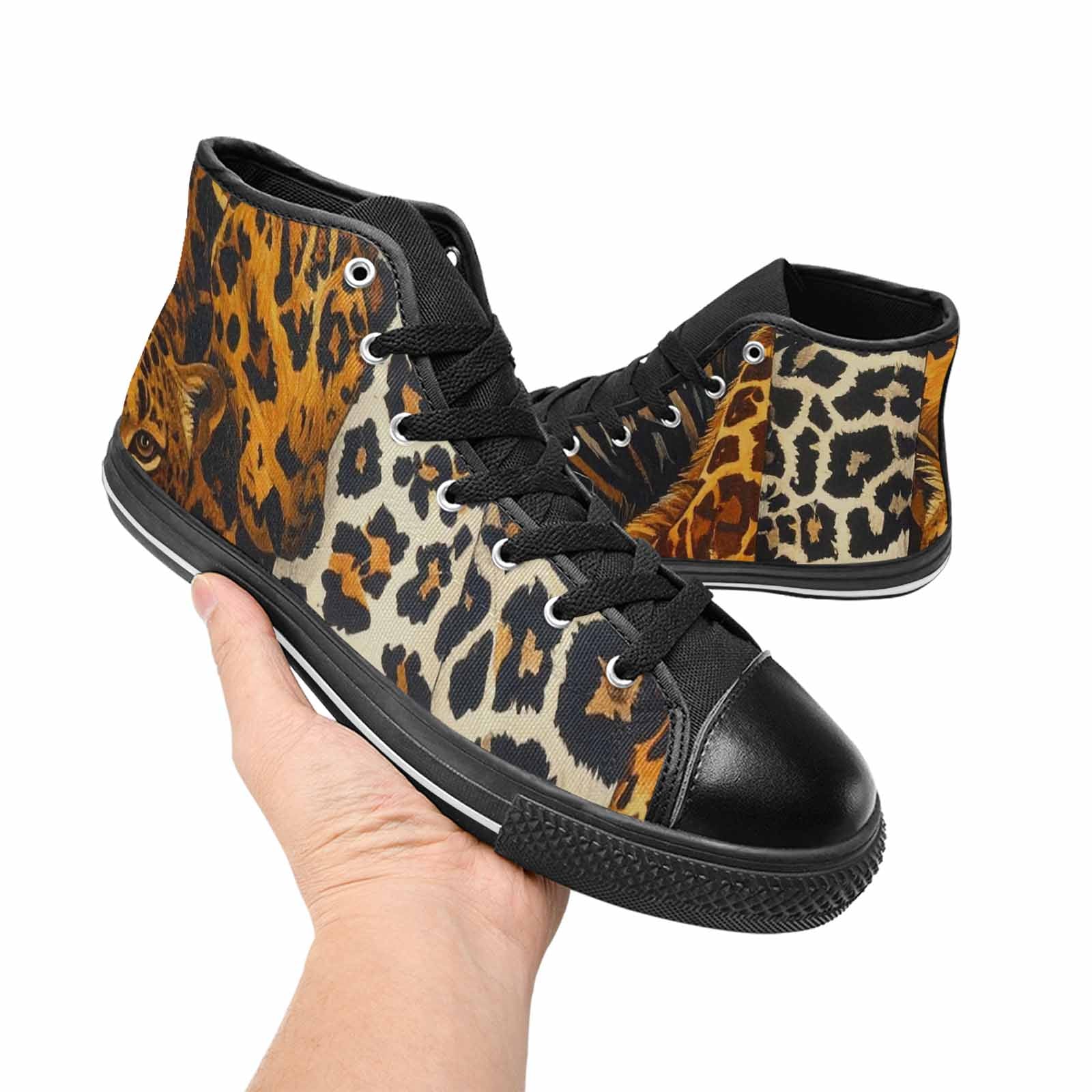 MEN'S Animal Print High Top Canvas Vibrant Chaos Custom Sneakers