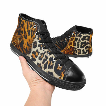 MEN'S Animal Print High Top Canvas Vibrant Chaos Custom Sneakers