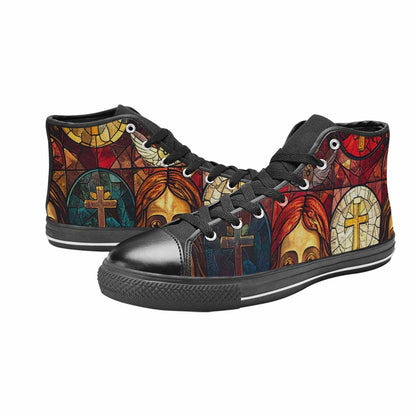 WOMEN'S Jesus Face Small High Top Canvas Vivid Custom Shoes