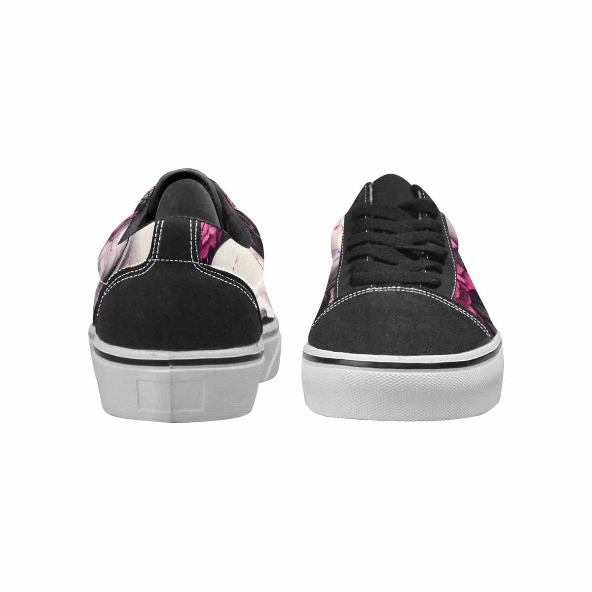 WOMEN'S Skull Roses Lace-Up Canvas Wallpaper Art Sneakers