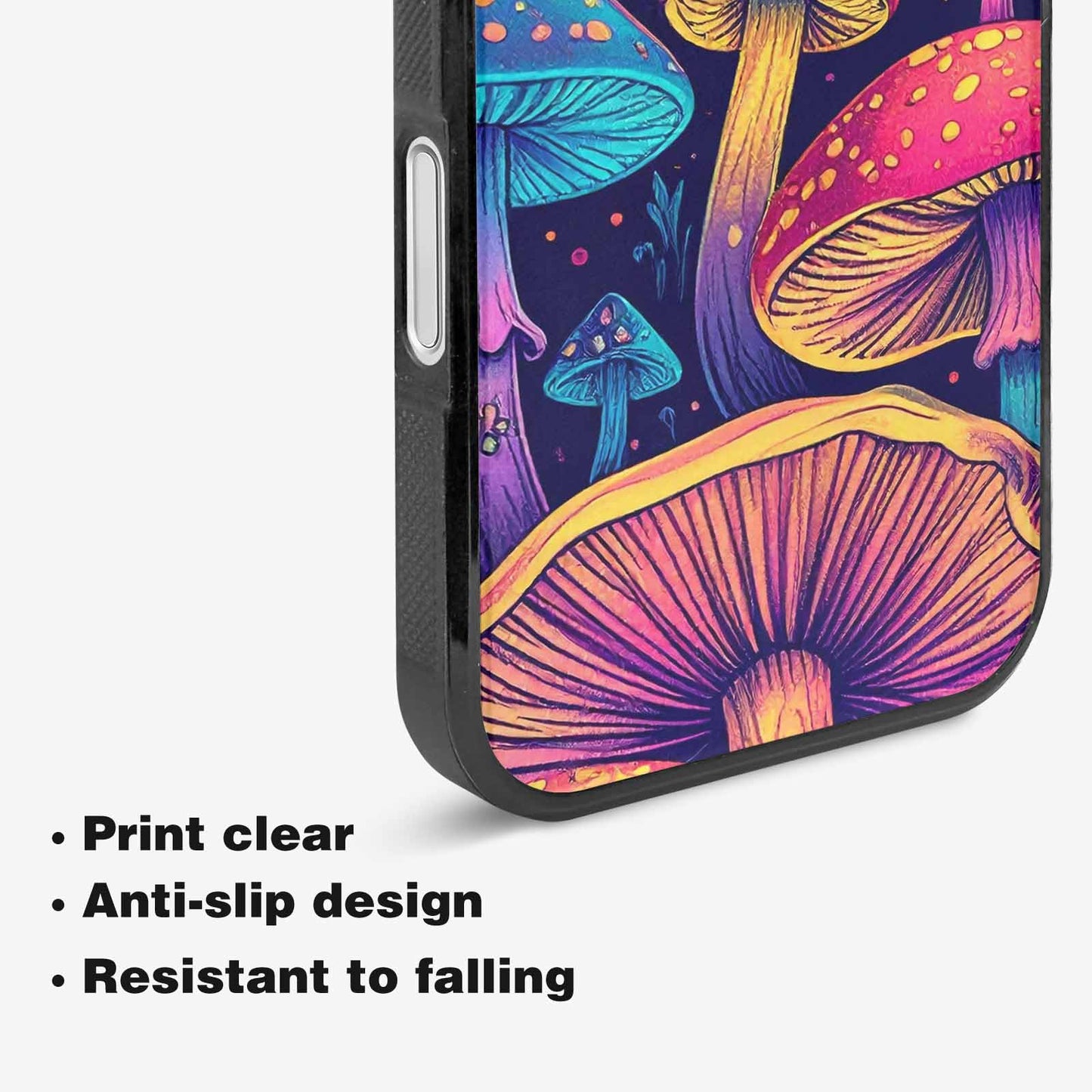 iPhone 16 Case — Mushroom Psychedelic Art Seamless Pattern Vibrant, Custom Printed Phone Case