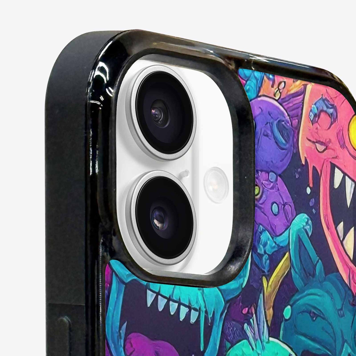iPhone 16 Plus Case — Mixed Toxic Glow Creature Pattern Hundreds, Custom Print Case Cover
