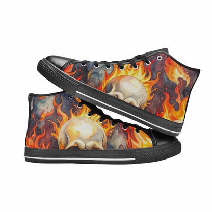 MEN'S Skulls - Flaming High Top Canvas Neon Fantasy Shoes