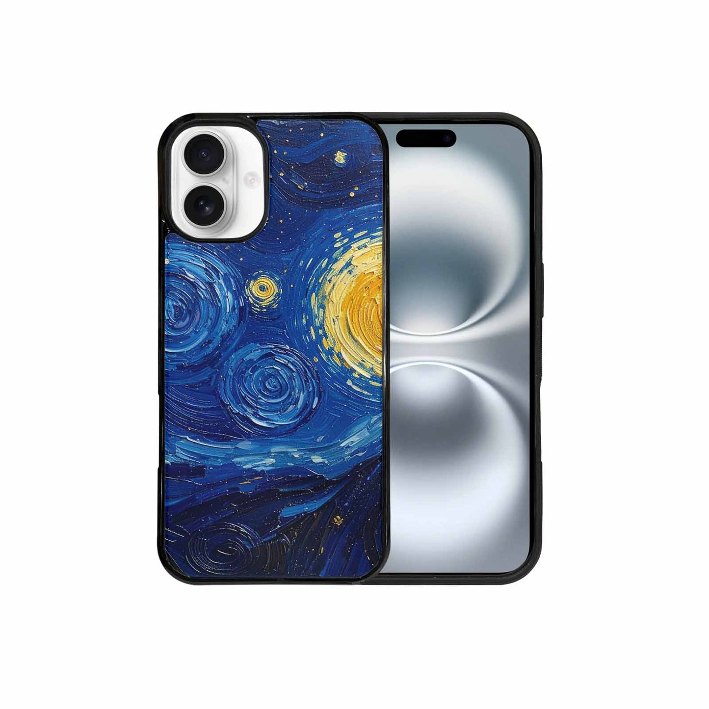 iPhone 16 Plus Case — Swirling Deep Blue Night Sky Filled, Custom Phone Case