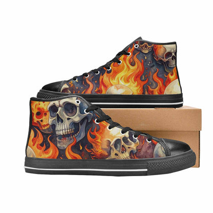 MEN'S Skulls - Flaming High Top Canvas Dark Academia Sneakers