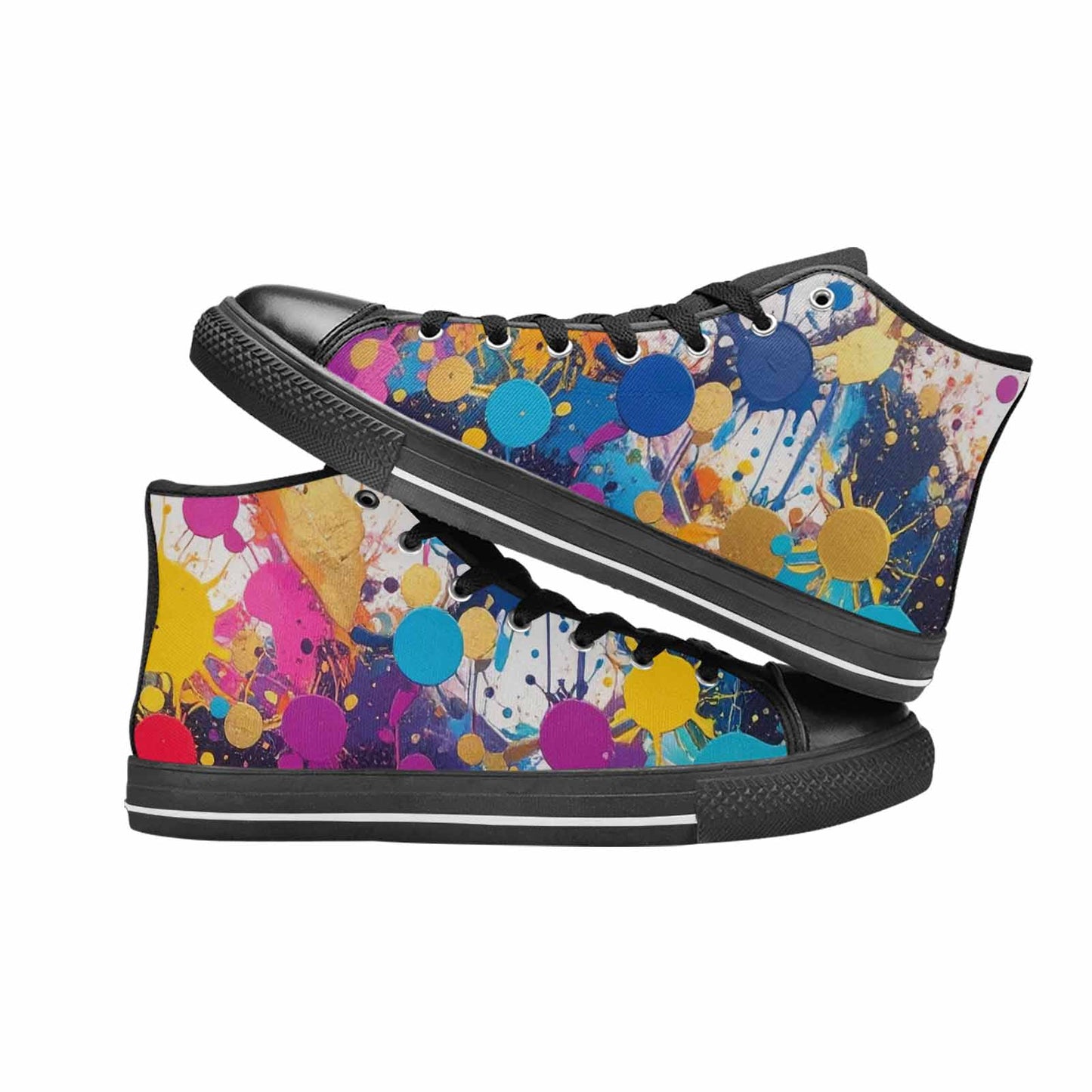 WOMEN'S Paint Splatter High Top Canvas Grunge Custom Sneakers