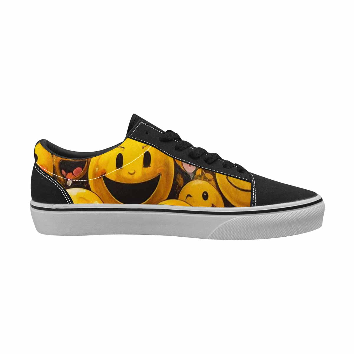 WOMEN'S Melting Moon Smiley  Lace-Up Canvas Dark Academia Sneakers
