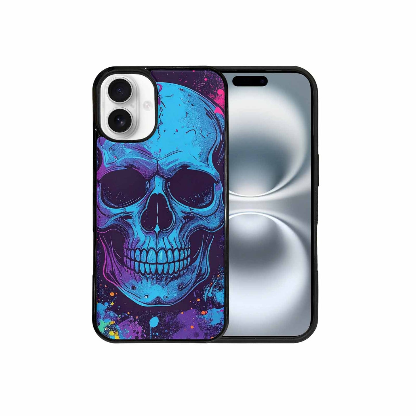 iPhone 16 Plus Case — Skulls Splatter Comic, Custom Print Case Cover