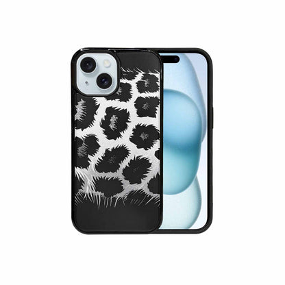 iPhone 15 Case — Leopard Print Black And White Style, Custom Art Phone Cover