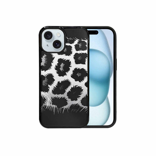 iPhone 15 Case — Leopard Print Black And White Style, Custom Art Phone Cover