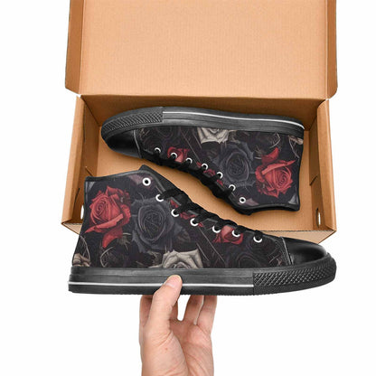 MEN'S Black Gothic Rose High Top Canvas Wallpaper Art Custom Shoes