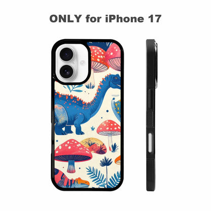 iPhone 17 Case — Vintage Dinosaurs Mushroom Retro Vintage, Unique Phone Case Design