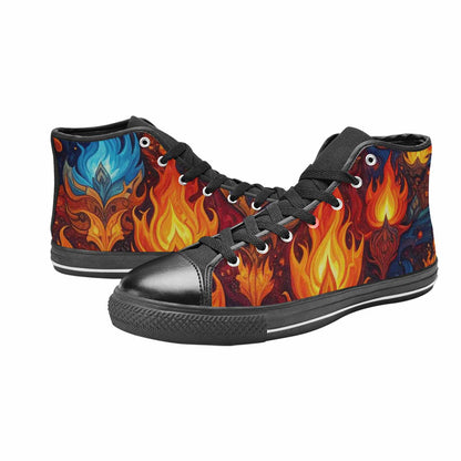 WOMEN'S Fire Flame High Top Canvas Surreal Custom Shoes