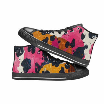 MEN'S Cow Animal Print High Top Canvas Neon Fantasy Custom Sneakers