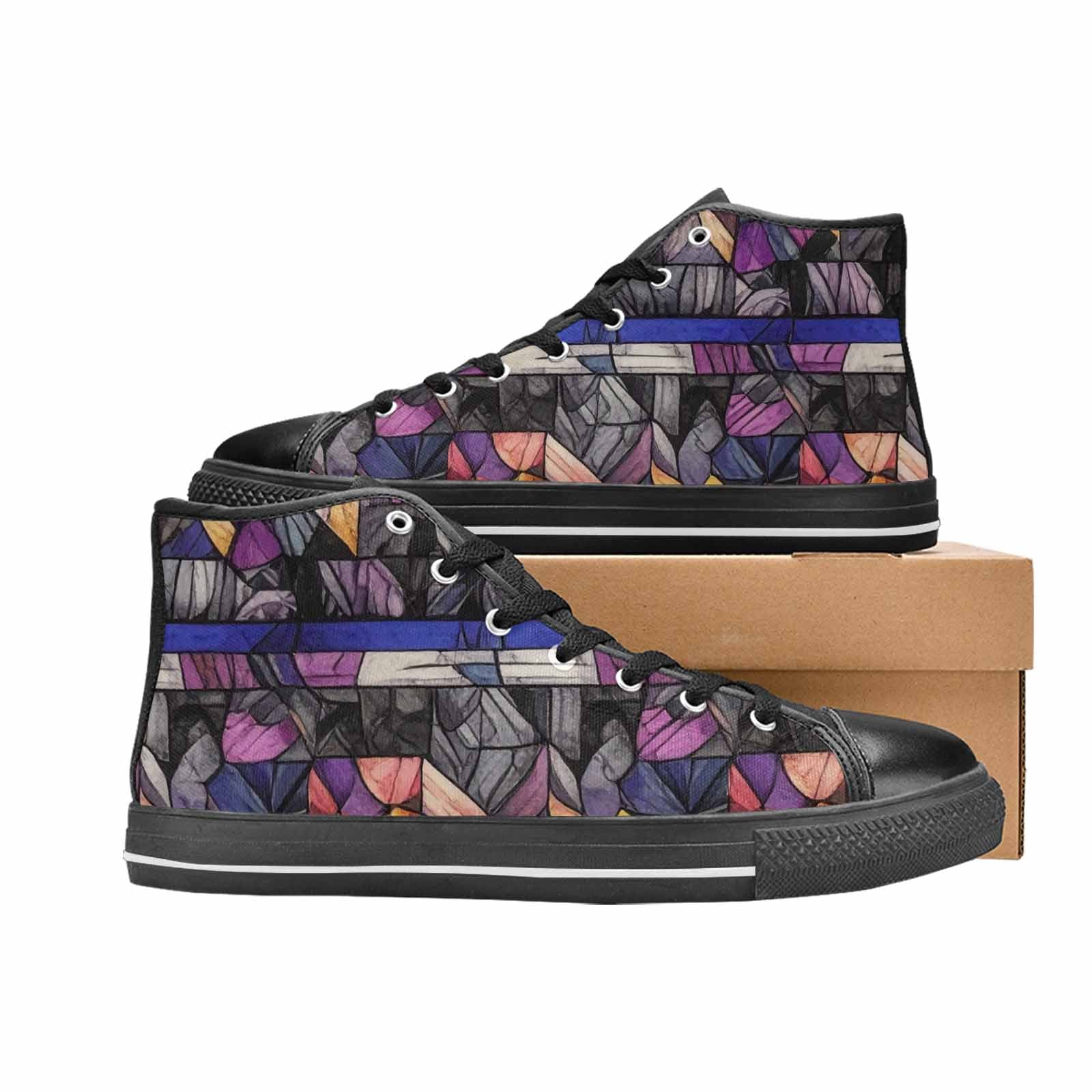 MEN'S Asexual Flag Color High Top Canvas Aesthetic Custom Sneakers