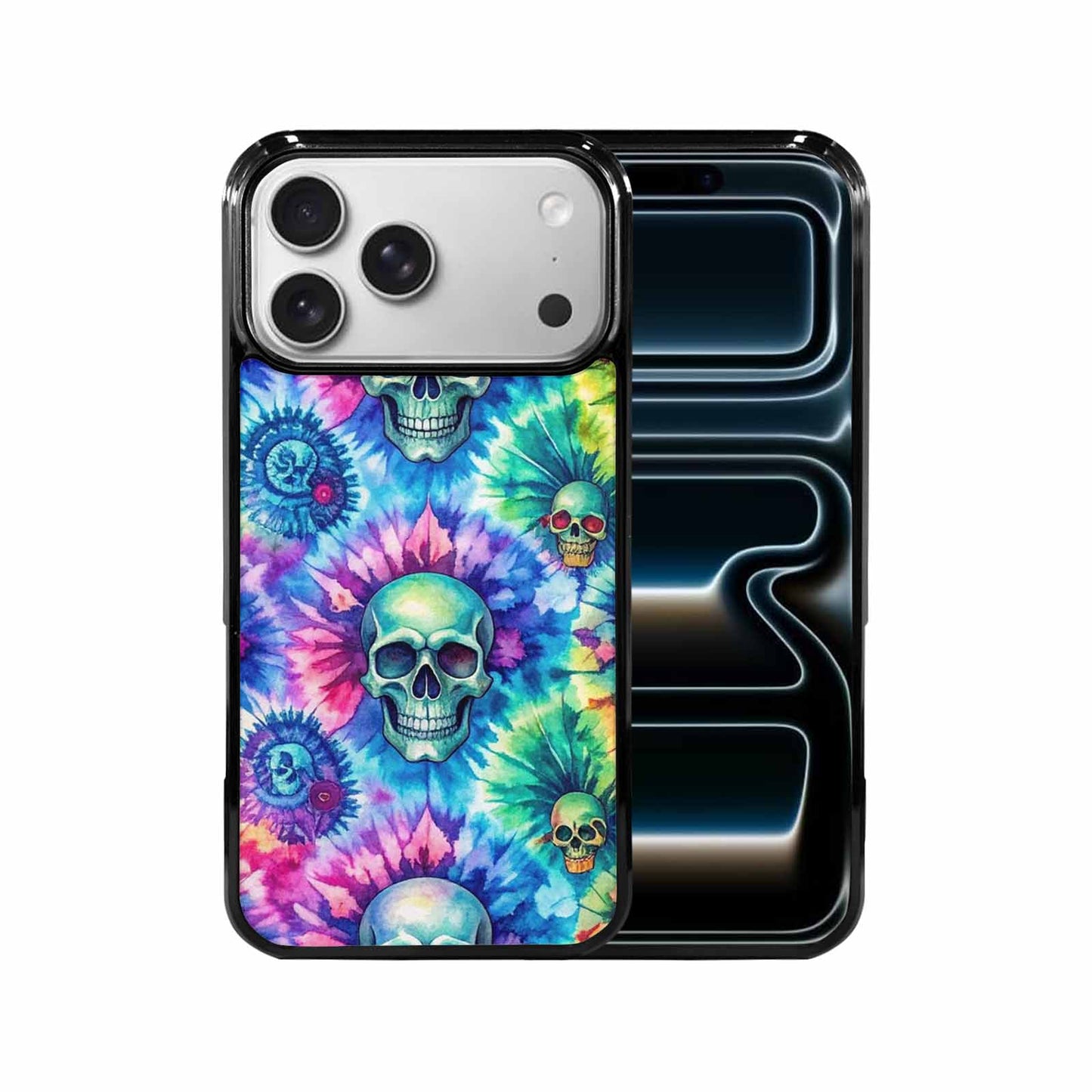 iPhone 17 Pro Max Case — Tie Dye Skull Art Gothic Skulls, Custom Designed Case Cover