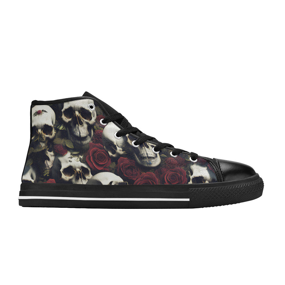 MEN'S Rose Skulls Dark Men’S High Top Canvas Dreamcore Custom Sneakers
