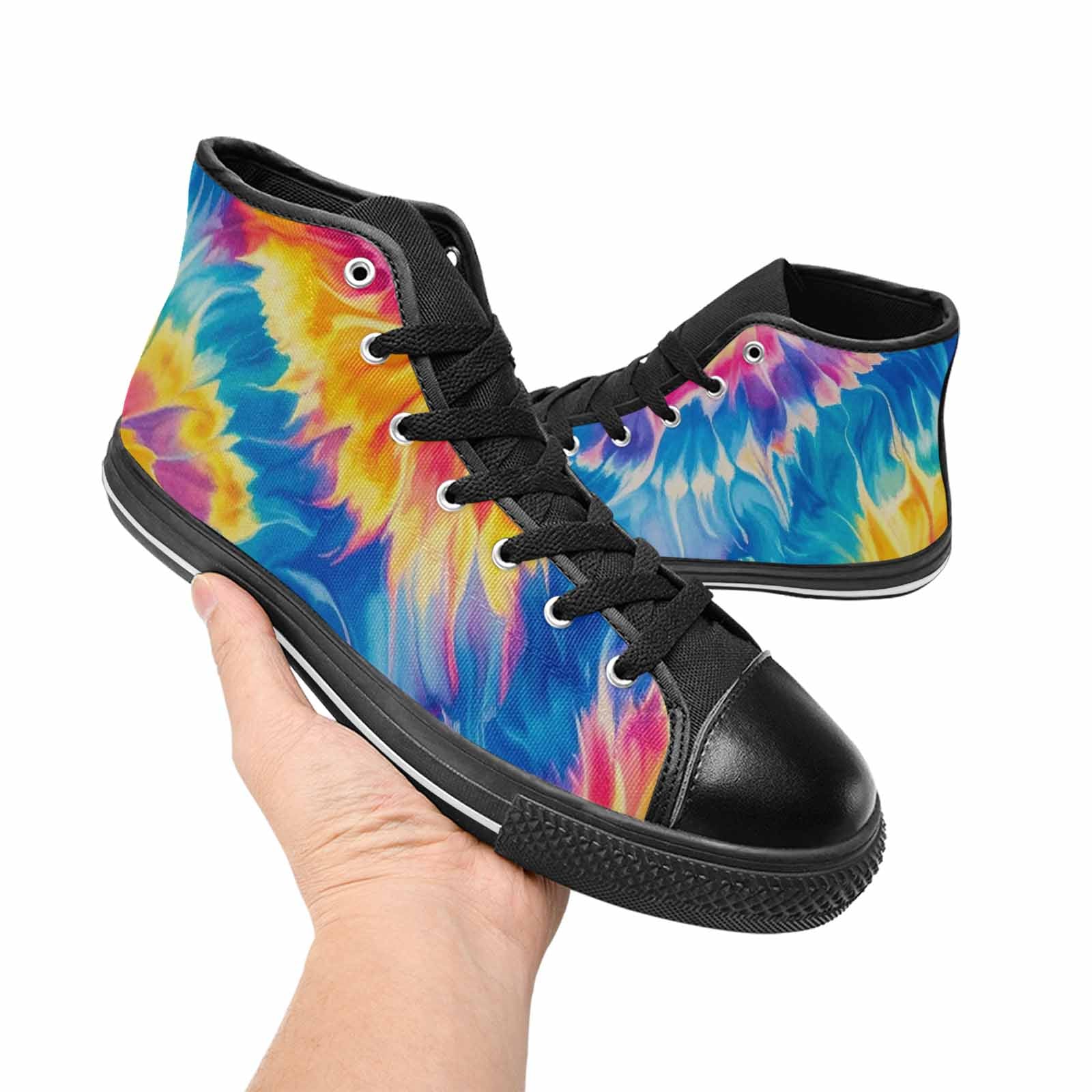 MEN'S Tie Dye Swirl High Top Canvas Grunge Custom Shoes