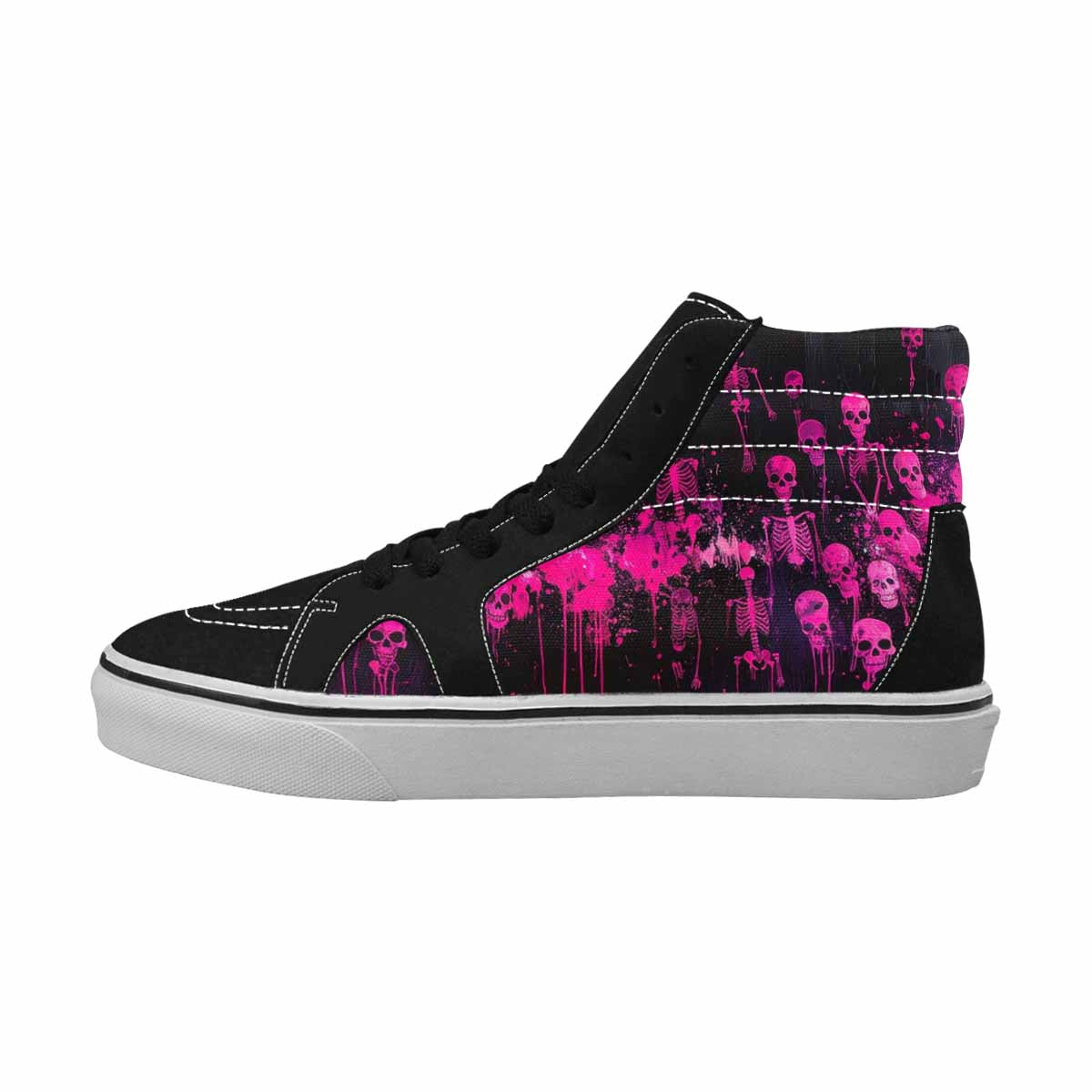 MEN'S Skeletons  Neon Pink High Top Canvas Dreamcore Custom Shoes