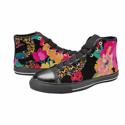 MEN'S Floral Snake Print High Top Canvas Cottagecore Custom Shoes
