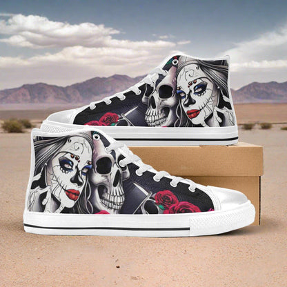 Wolf Teal Gold Unique WOMEN Bold Art - Freaky Shoes | Custom Art Sneakers