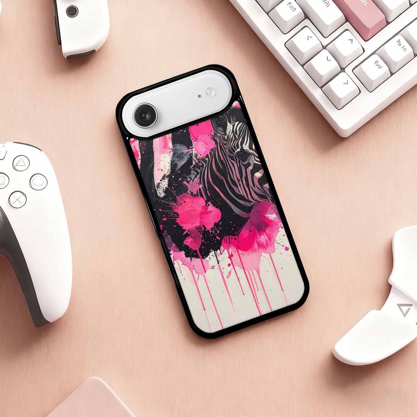 iPhone 17 Air Case — Black Pink Ink Zebra Stripe Animal, Custom Art Phone Cover