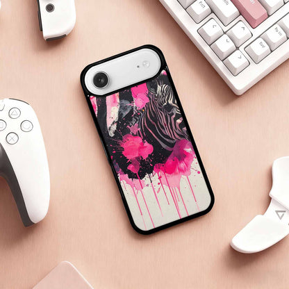 iPhone 17 Air Case — Black Pink Ink Zebra Stripe Animal, Custom Art Phone Cover