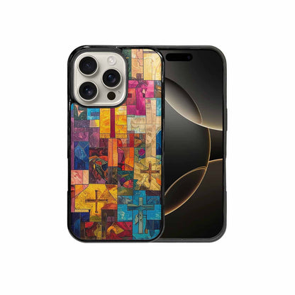 iPhone 16 Pro Case — Faith Cross And Faith Icons Pattern, Personalized Phone Case