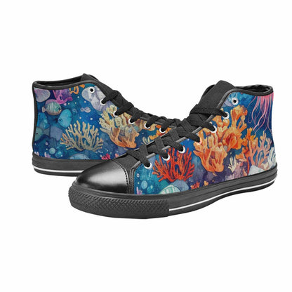 MEN'S Fish Scale Coral High Top Canvas Dark Academia Sneakers