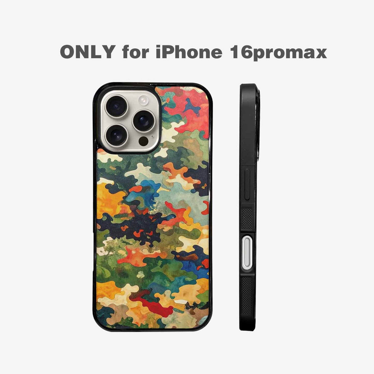 iPhone 16 Pro Max Case — Camo Patches Full Color Vibrant Camo, Custom Print Case Cover