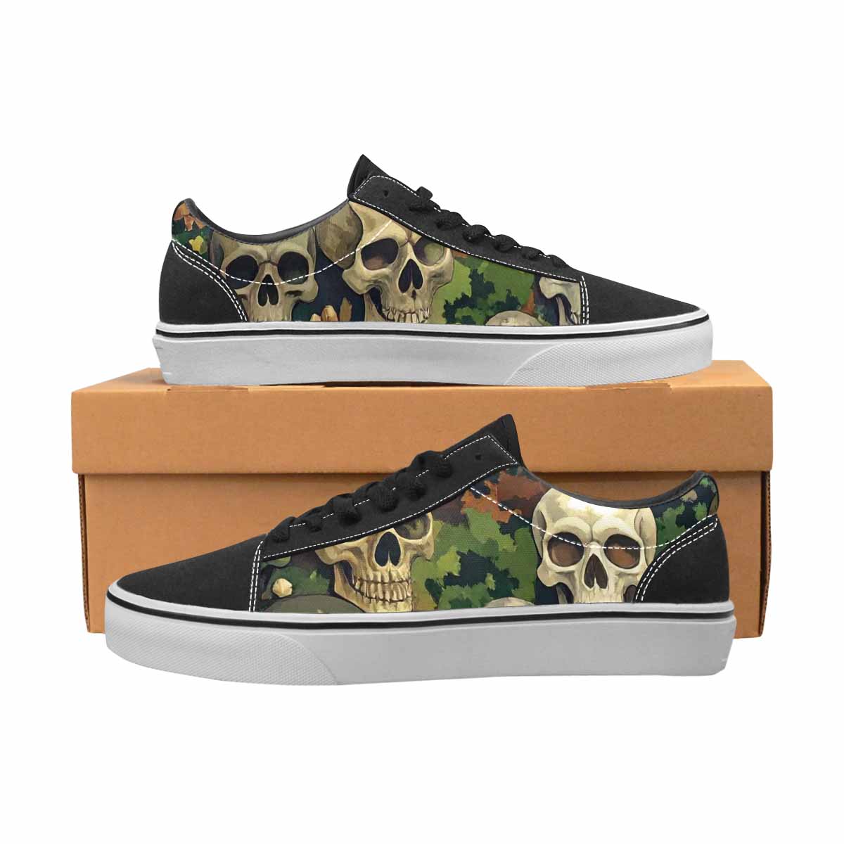 WOMEN'S Skulls  Camo Skulls Lace-Up Canvas Neon Fantasy Custom Shoes
