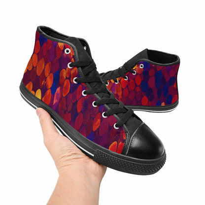 MEN'S Dark Snake Print High Top Canvas Surreal Custom Sneakers
