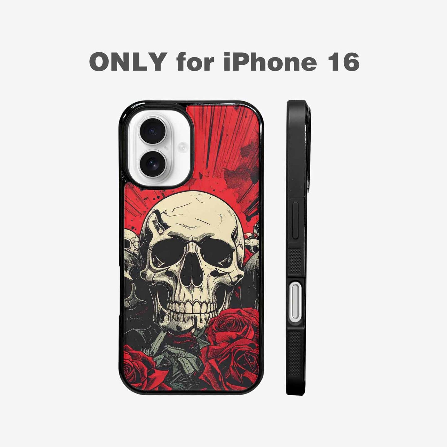 iPhone 16 Case — Skull Dark Art Gothic Print, Customized Protective Case