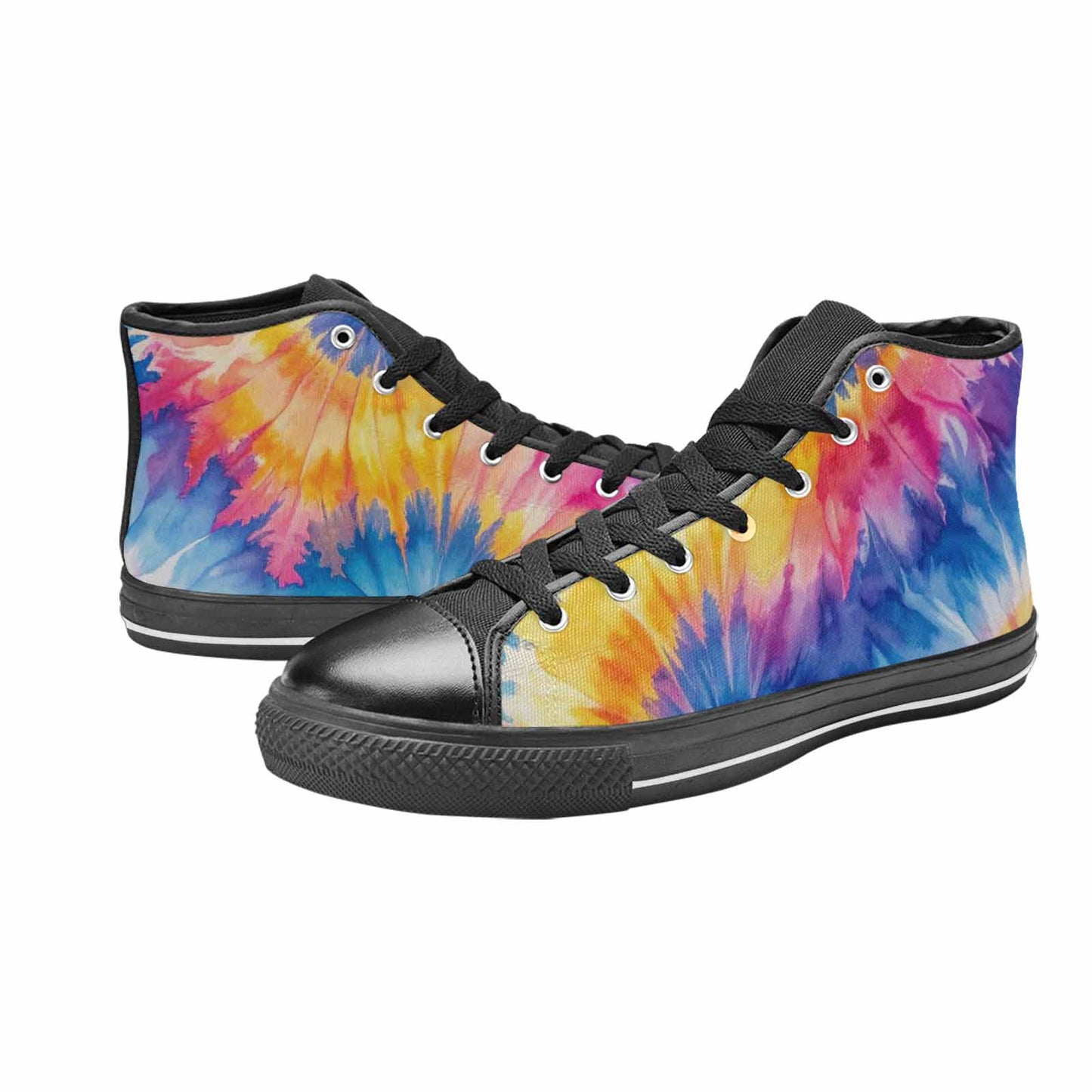 MEN'S Tie Dye Swirl High Top Canvas Vibrant Chaos Custom Sneakers