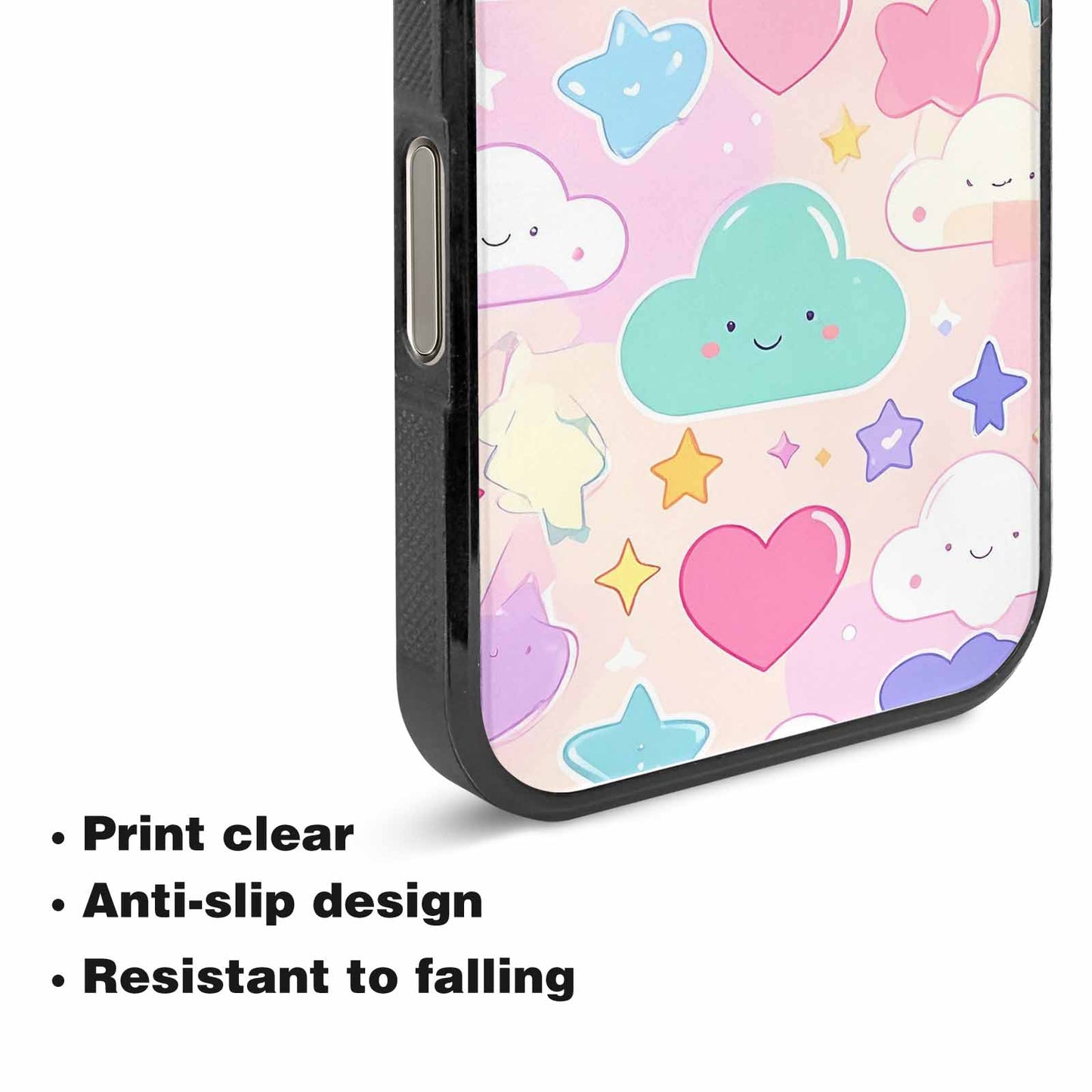 iPhone 15 Pro Max Case — Cute Kawaii Style Generic Icons Stars, Customized Protective Case