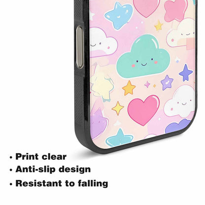 iPhone 15 Pro Max Case — Cute Kawaii Style Generic Icons Stars, Customized Protective Case