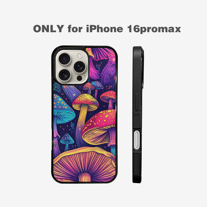 iPhone 16 Pro Max Case — Mushroom Psychedelic Art Seamless Pattern Vibrant, Custom Printed Phone Case