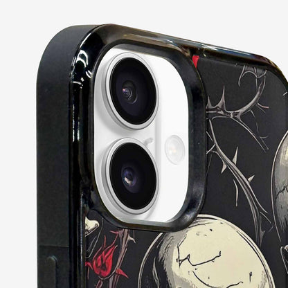 iPhone 16 Case — Ornate Gothic Skulls Roses, Custom Printed Phone Case