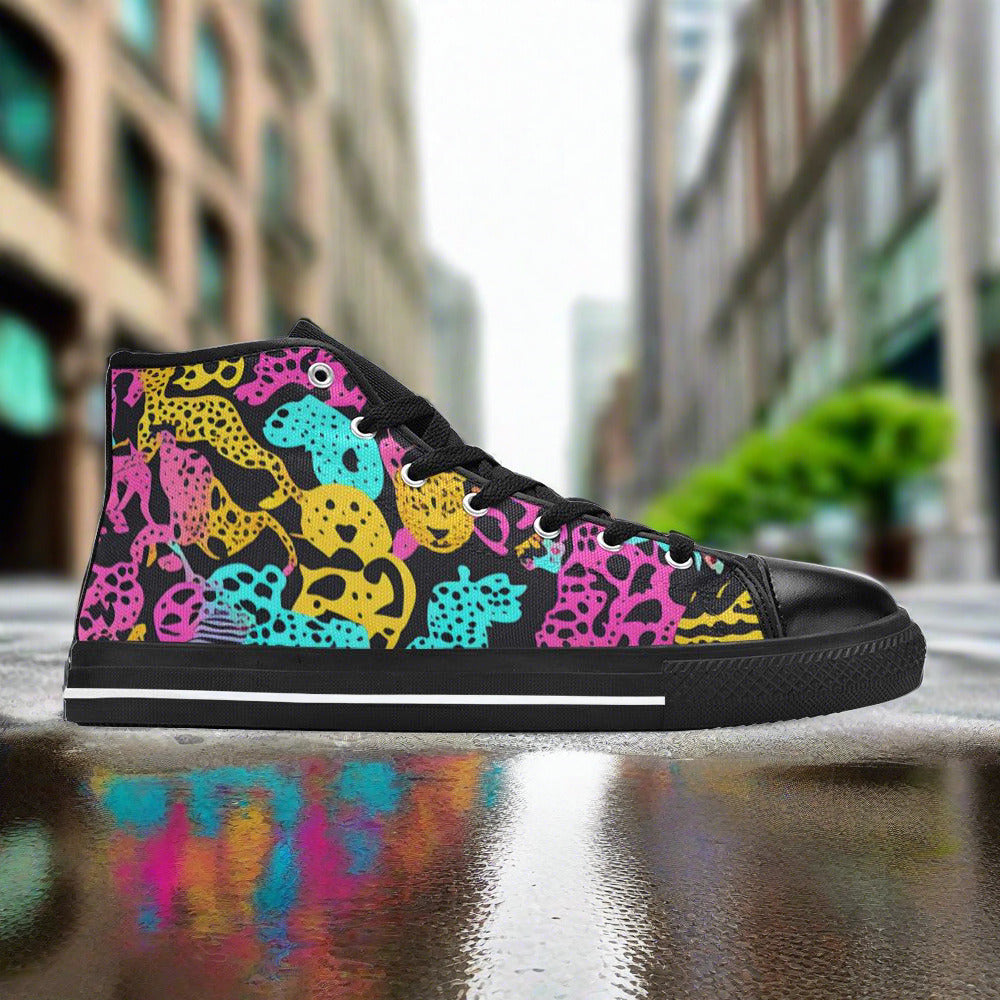 Cherry Blossom Magenta Gold Custom WOMEN Bold Art - Freaky Shoes | Custom Art Sneakers