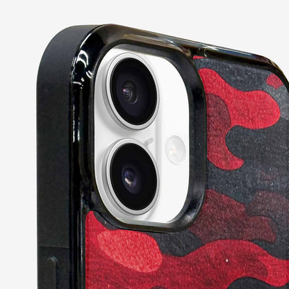 iPhone 16 Case — Tactical Camo Red Black Custom, Custom Printed Phone Case