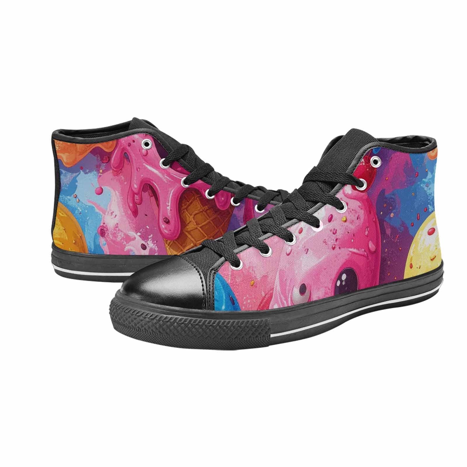 MEN'S Melting Icecream Monster Cherry High Top Canvas Vivid Custom Shoes