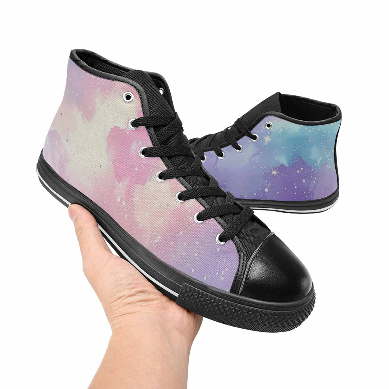 WOMEN'S Galaxy Art - High Top Canvas Grunge Custom Sneakers