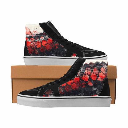 MEN'S Reptile Black & Red Ink High Top Canvas Boutique Y2K Custom Print Sneakers