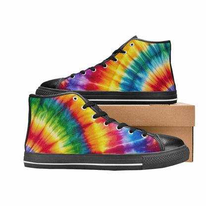 WOMEN'S Rainbow Spiral Tie Dye Alt High Top Canvas Wallpaper Art Custom Shoes