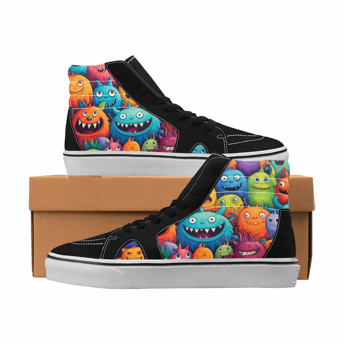MEN'S Monsters High Top Canvas Bold Print Dreamcore Custom Canvas Shoes