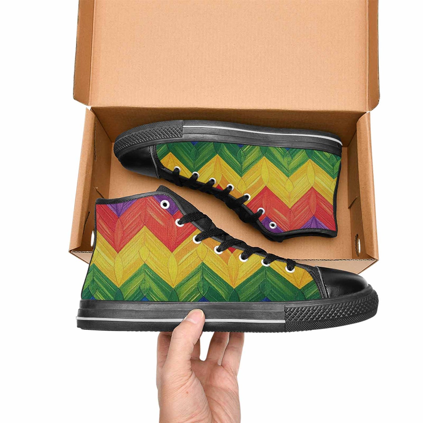 MEN'S Rainbow Pride Flag High Top Canvas Cottagecore Custom Shoes