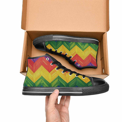 MEN'S Rainbow Pride Flag High Top Canvas Cottagecore Custom Shoes