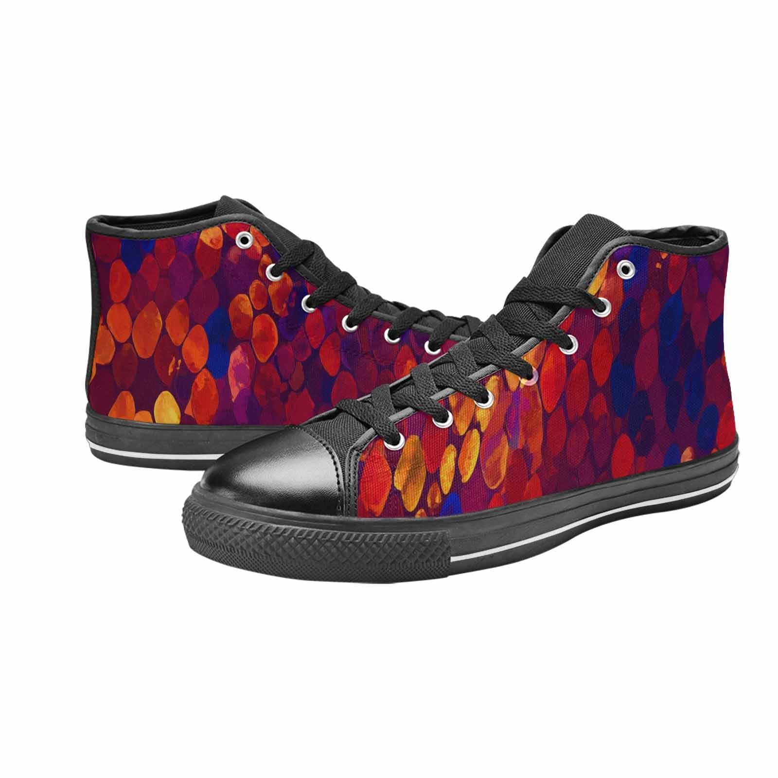 MEN'S Dark Snake Print High Top Canvas Surreal Custom Sneakers