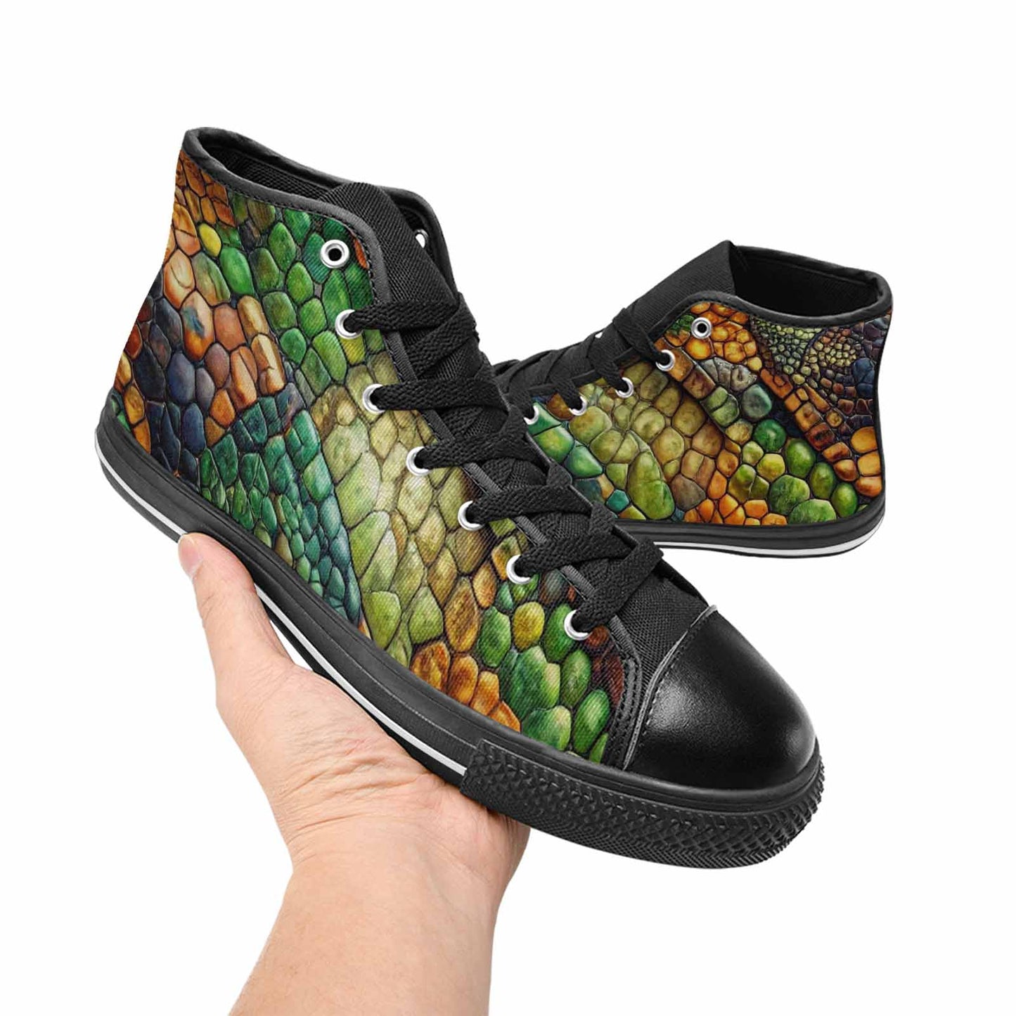 MEN'S Snake Skin Reptile High Top Canvas Dreamcore Custom Shoes