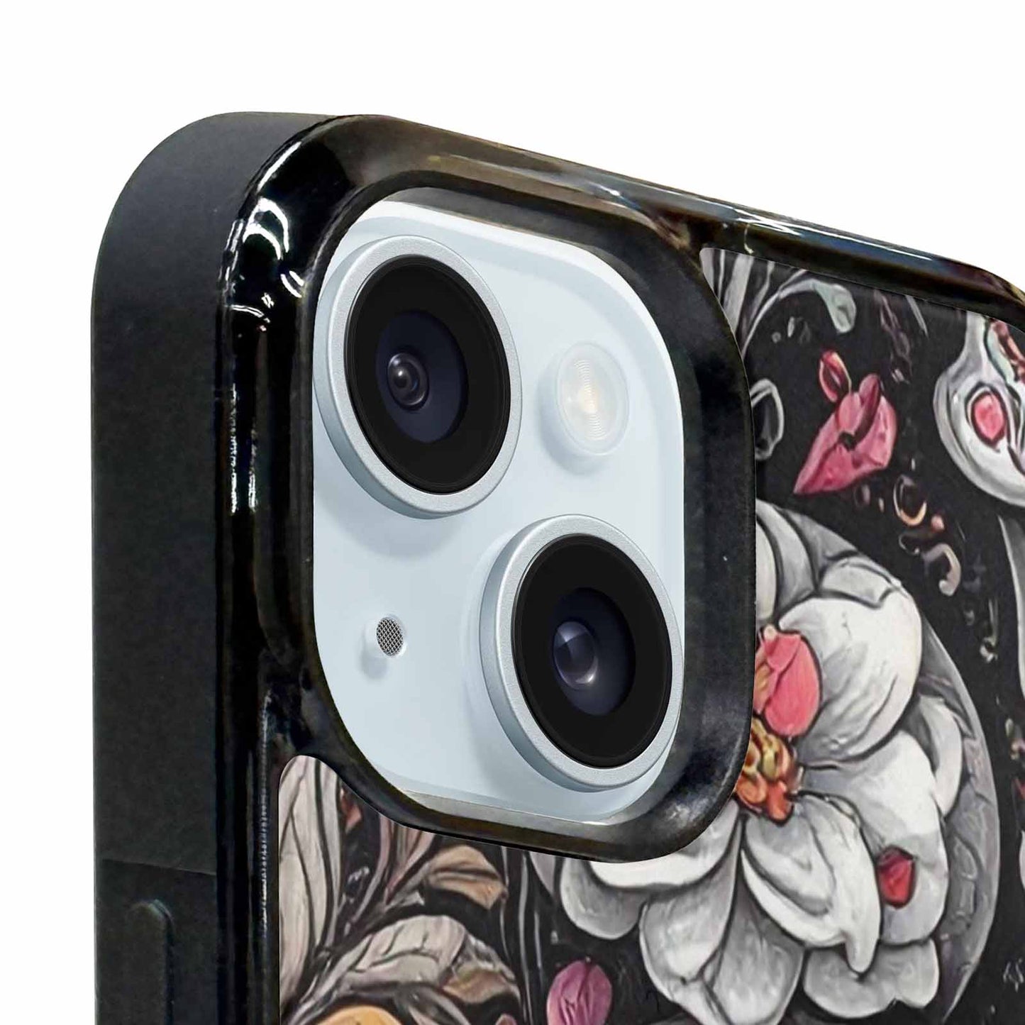 iPhone 15 Plus Case — Greyscale Black And White Dark Black, Unique Phone Case Design